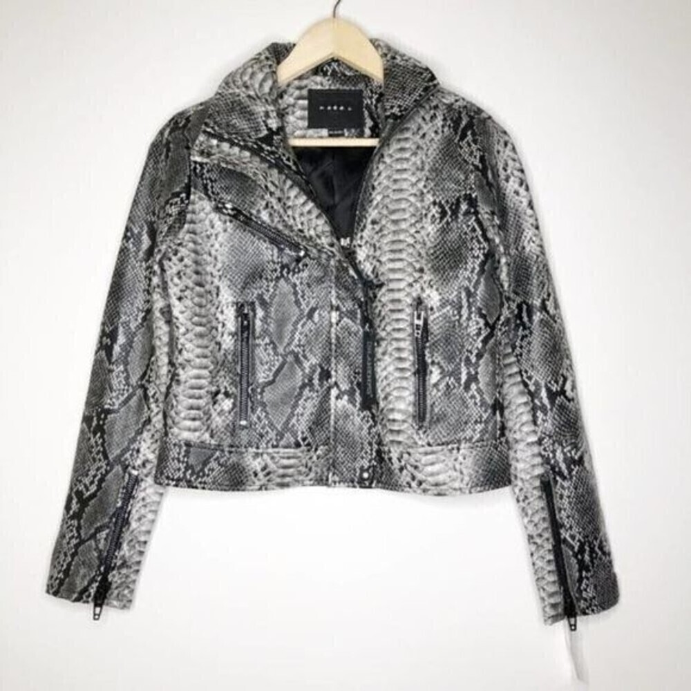 BLANKNYC Snake Embossed Faux Leather Moto Jacket 
